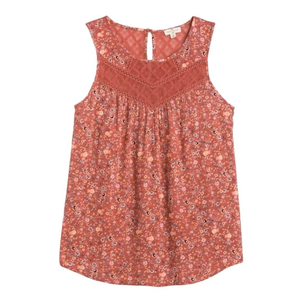 Floral Lace Sleeveless Top Boho Chic Summer‎ Blouse Rust Orange